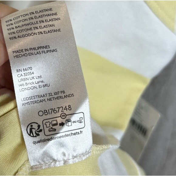 Maeve Tank Top Wide Stripes White Yellow Racer Back Size L NEW - Picture 5 of 6